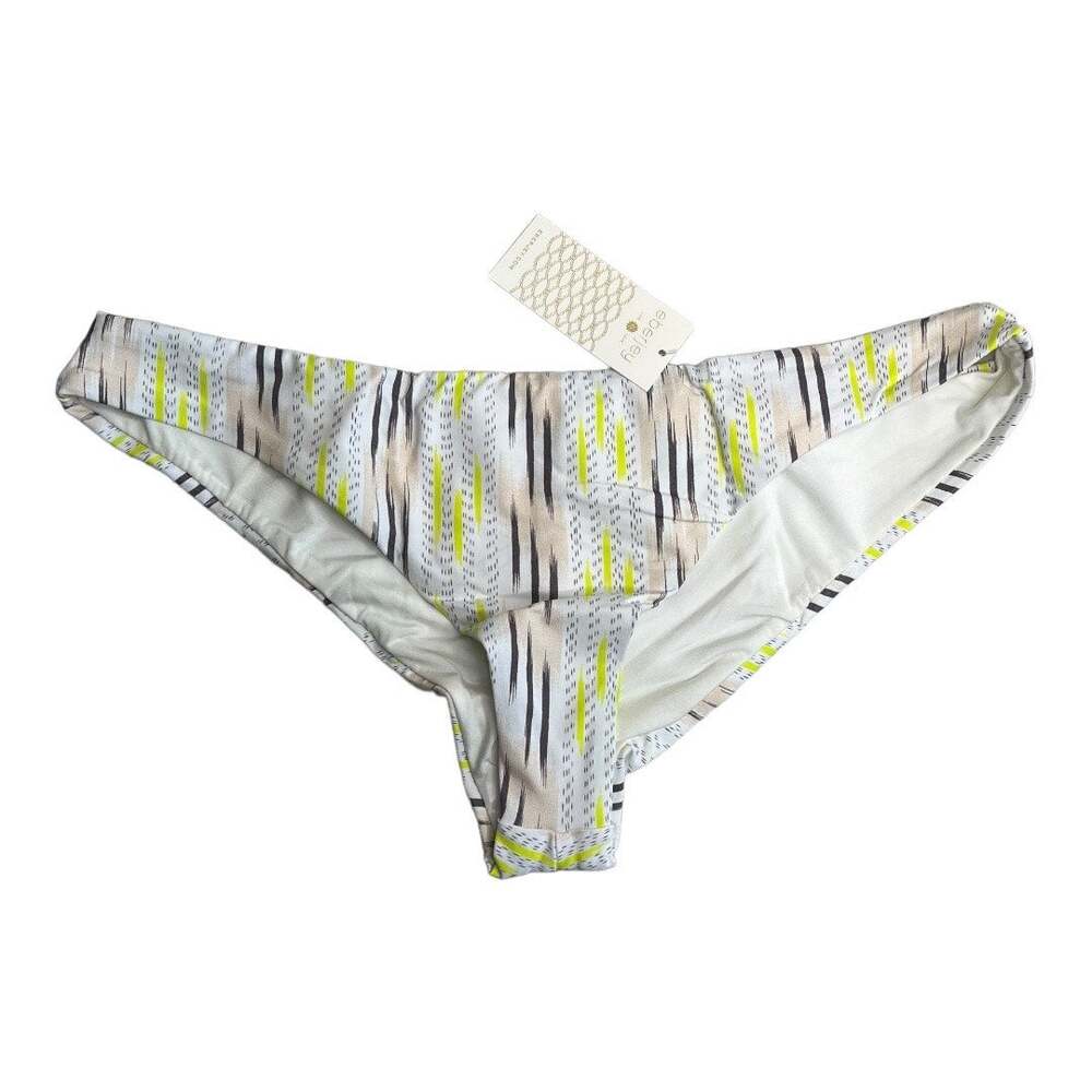 Eberjey Dream Catcher Coco white neon green low waist bikini bottoms NWT Large